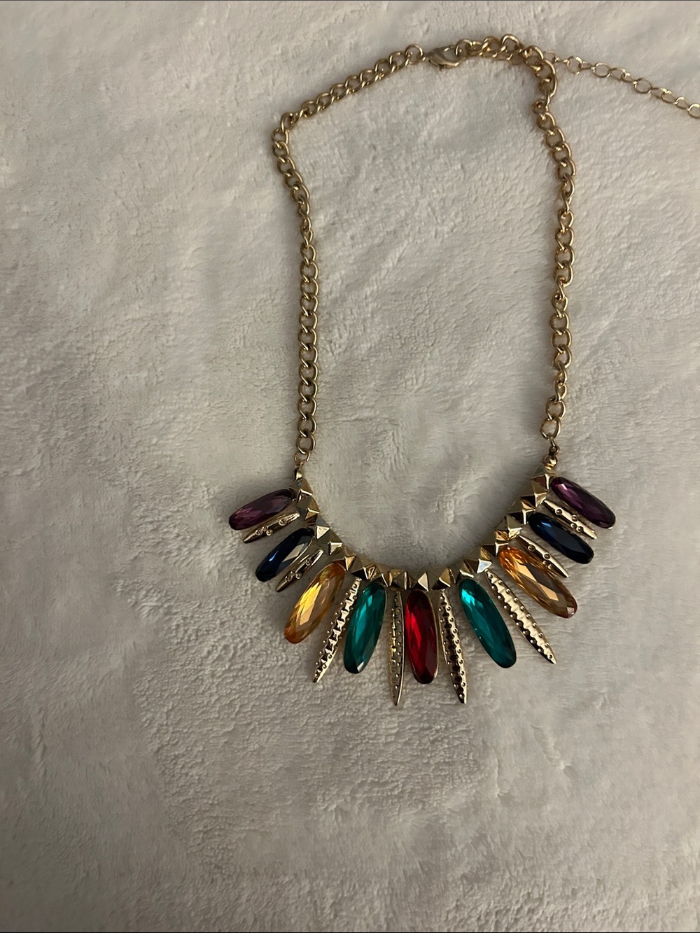 IMAN Gold Multi-Gem Teardrop Statement Necklace
